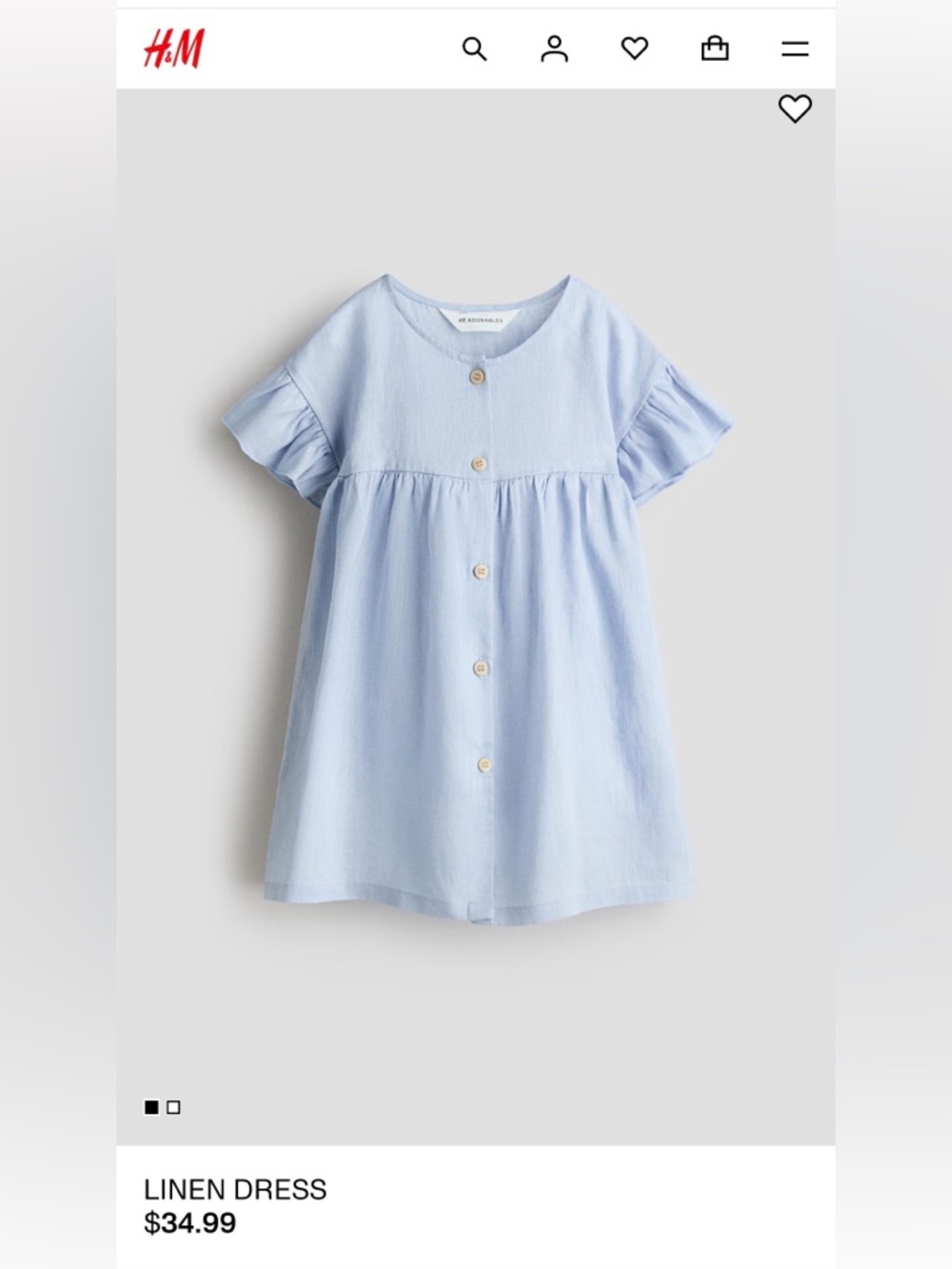 NWT H&M Adorables Girl’s Light Blue Linen Dress Size 5T